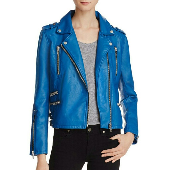 blank nyc blue leather jacket